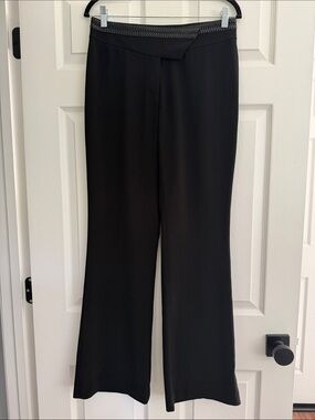 Cache Black Wide-Leg Knit Pants with Braided Waistband